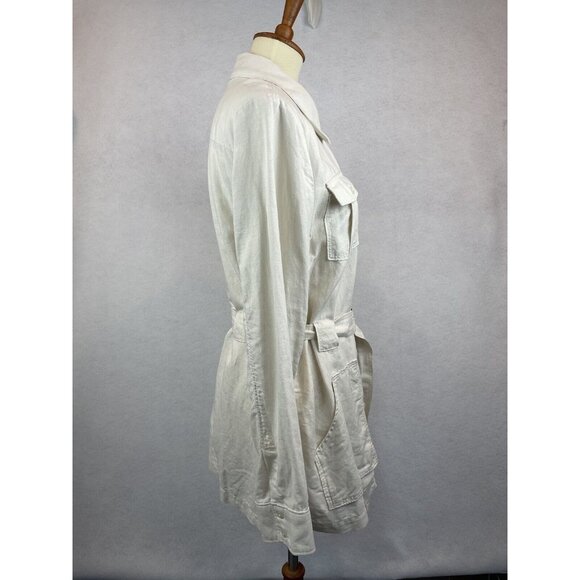 Belted Utility Jacket Women's Pleated Pocket Neutral Beige Size M? - Picture 5 of 7